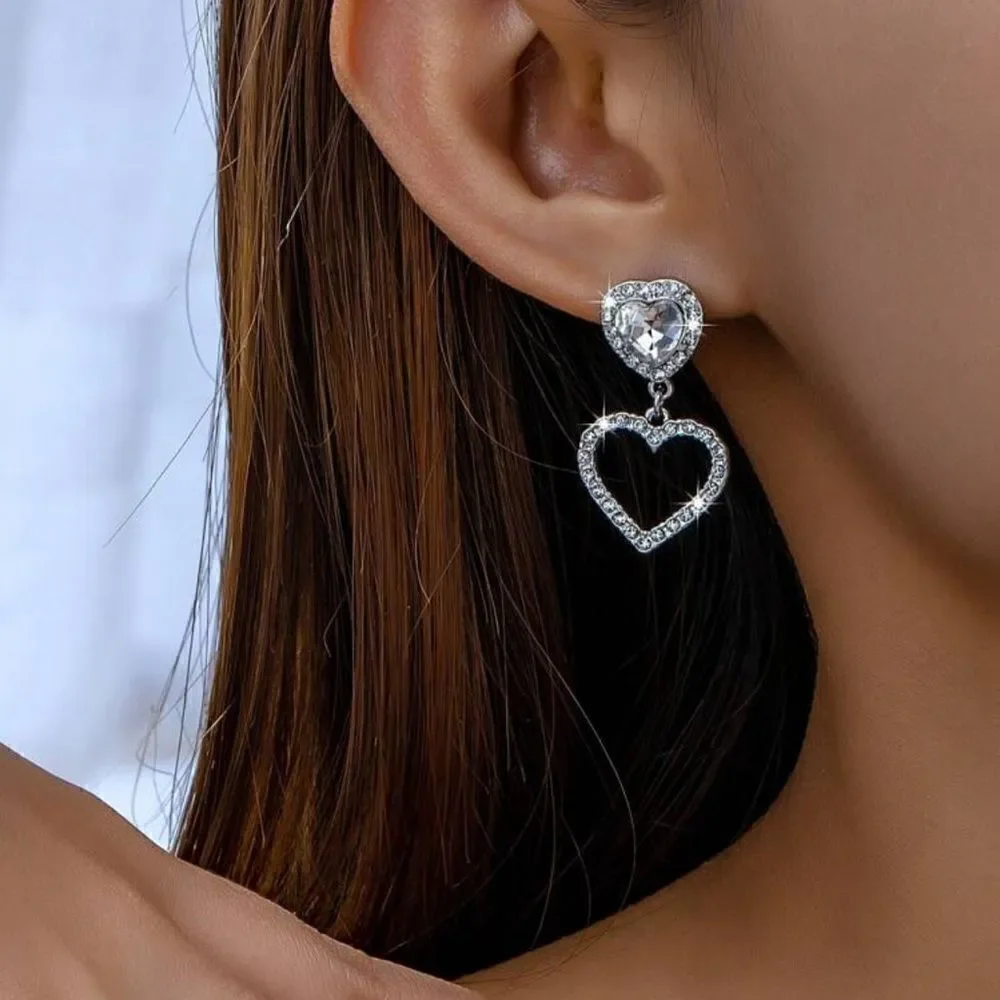 diamond heart  earrings  H150